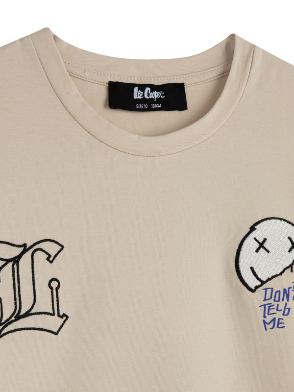 טי שירט קצרה עם הדפס גרפיטי דו צדדי לילדים