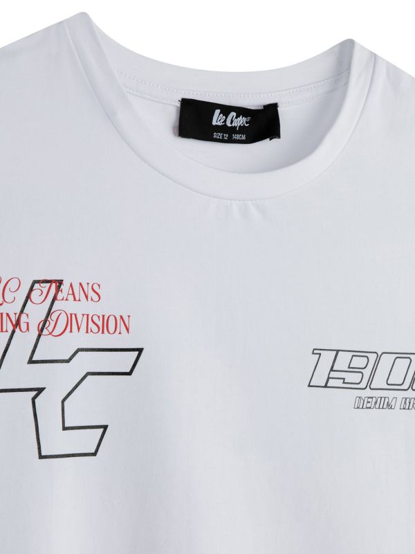 טי שירט קצרה עם הדפס כיתובים דו צדדי לילדים