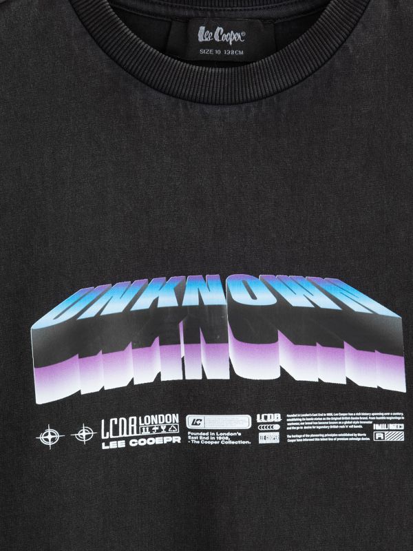 טי שירט קצרה עם הדפס גזרת אוברסייז לילדים