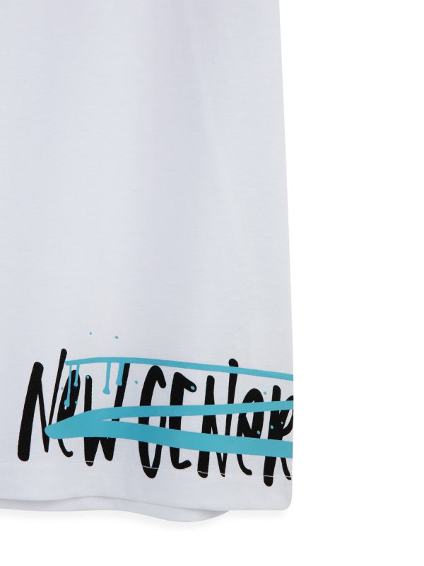 טי שירט קצרה עם הדפס דו צדדי לילדים