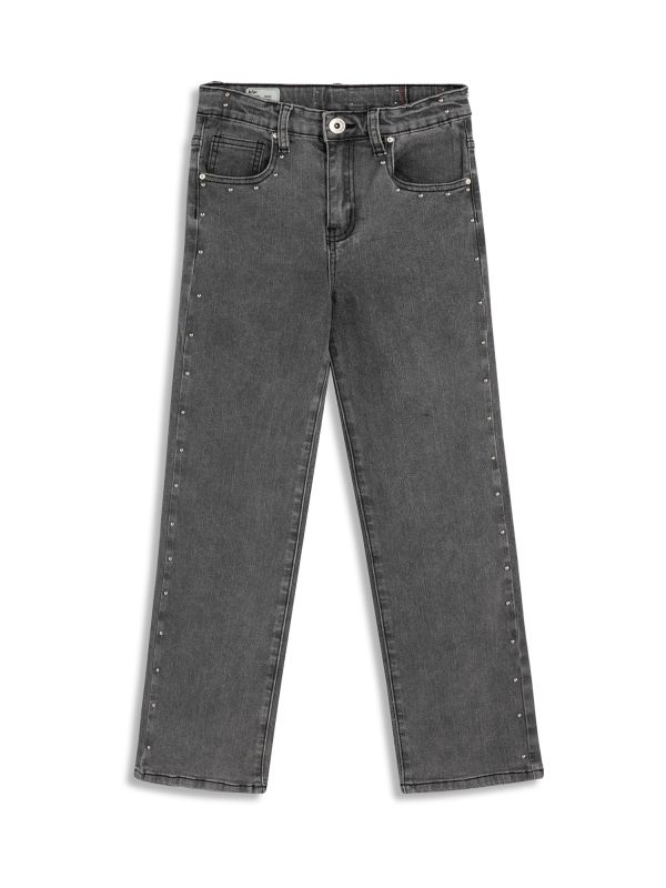 מכנסי ג’ינס ארוכים עם ניטים לילדות