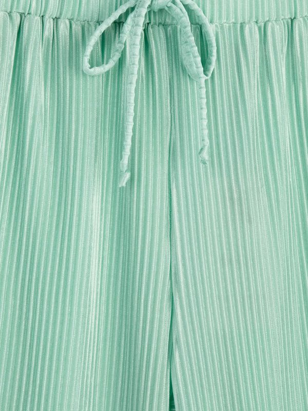 מכנסיים ארוכים דוגמת פסים עם שרוך לילדות