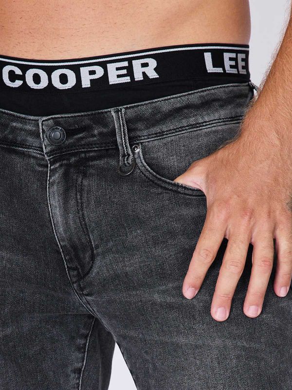 ג’ינס אפור שחור עם קרעים עדינים לגברים