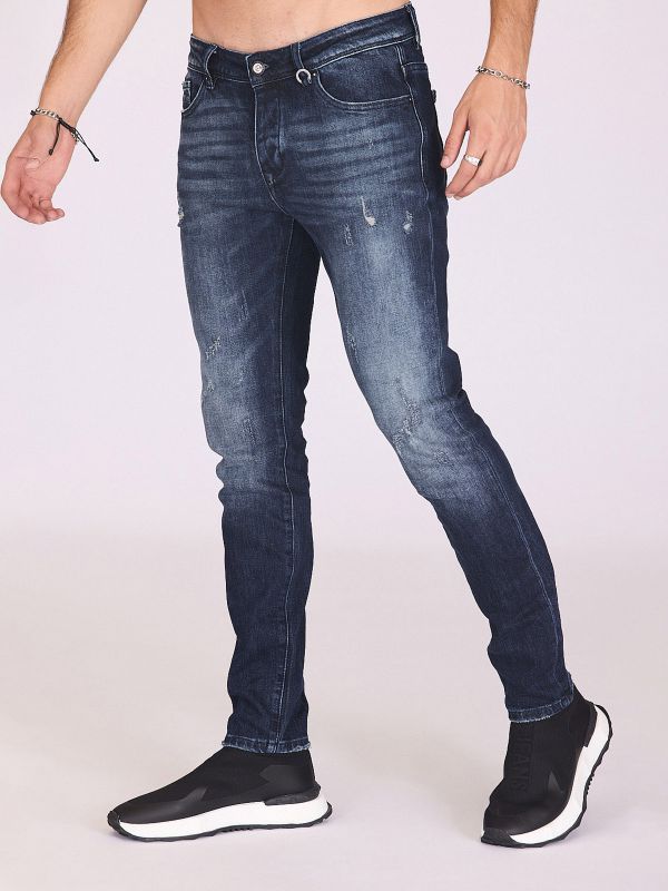 ג’ינס כחול כהה עם שפשופים לגברים