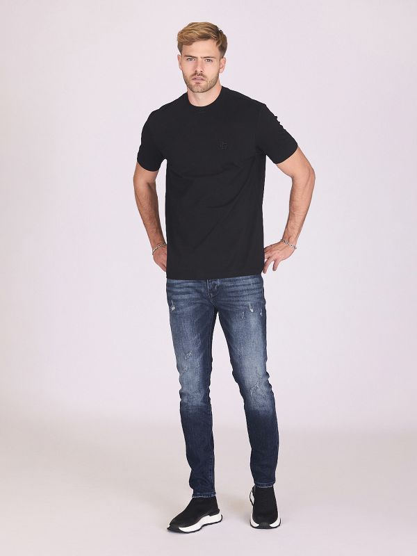 ג’ינס כחול כהה עם שפשופים לגברים