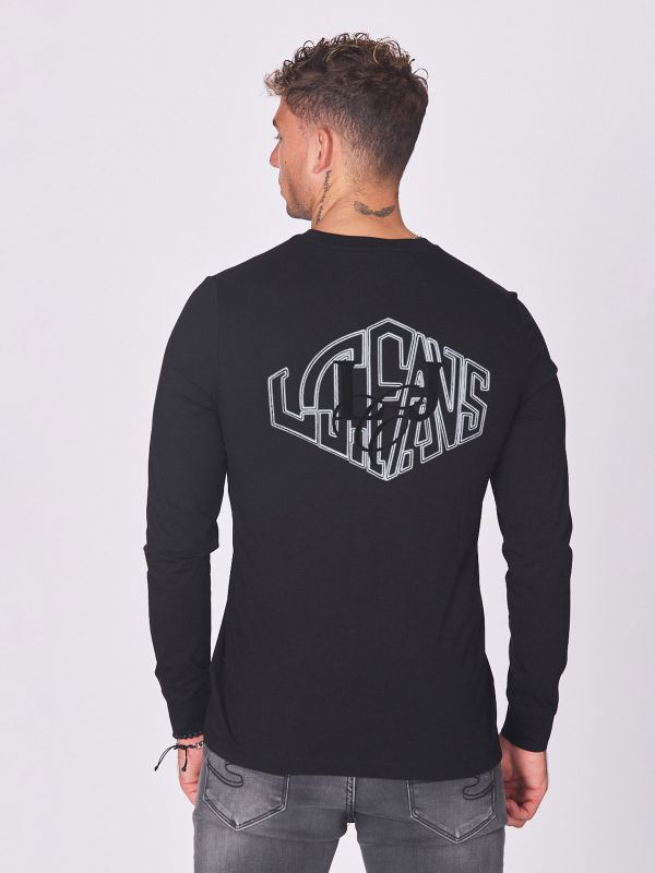 חולצת טי ארוכה עם הדפס גב לגברים