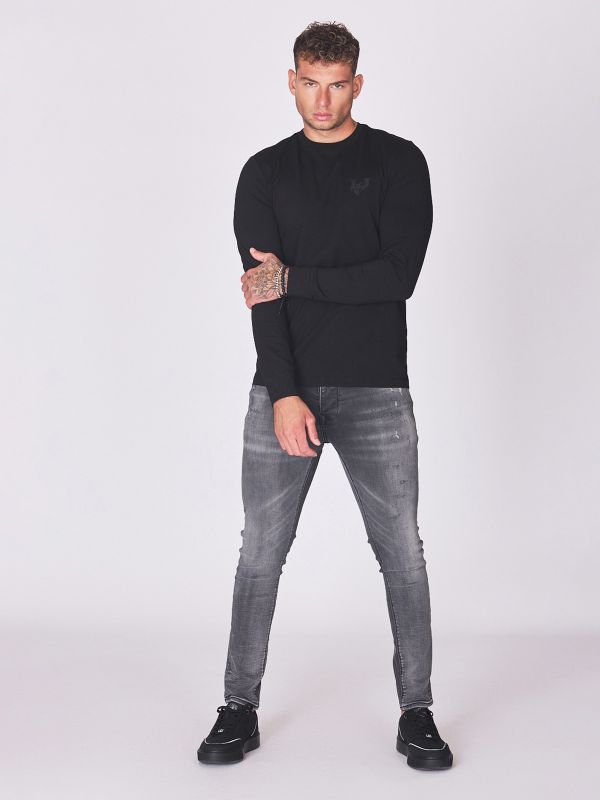 חולצת טי ארוכה עם הדפס גב לגברים