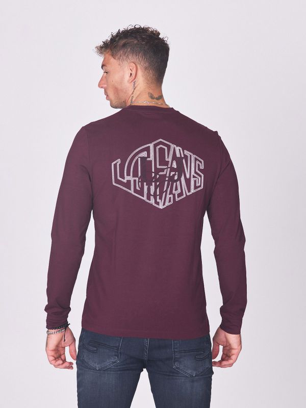 חולצת טי ארוכה עם הדפס גב לגברים