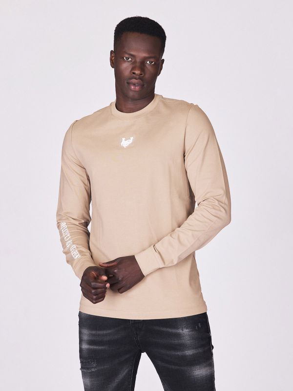 חולצת טי ארוכה עם הדפס על השרוול לגברים