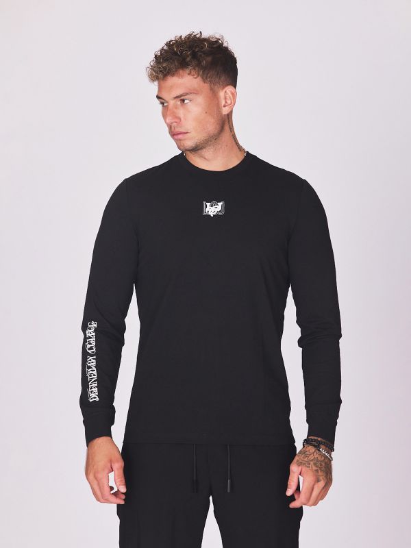 חולצת טי ארוכה עם הדפס על השרוול לגברים