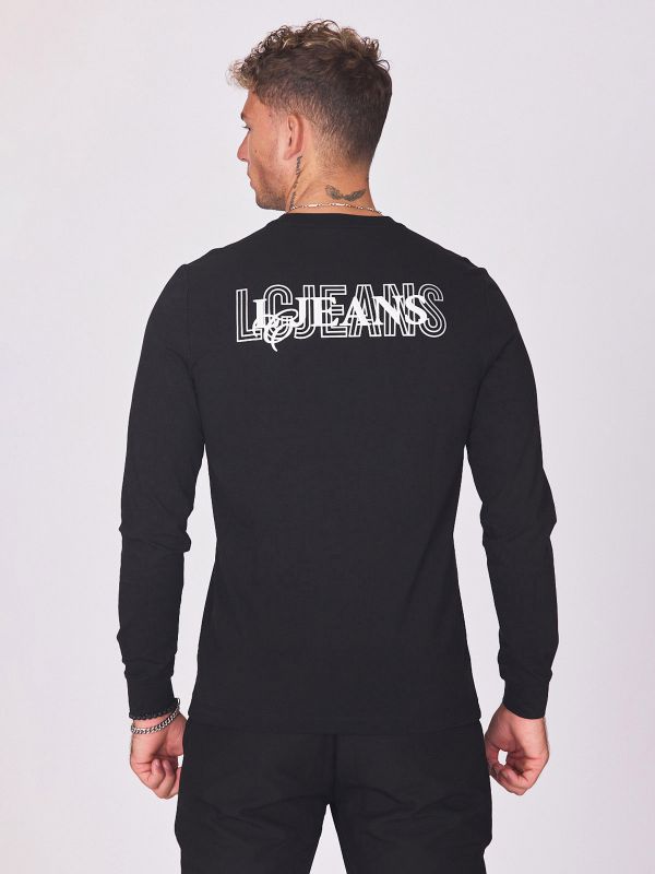 חולצת טי ארוכה עם הדפס על השרוול לגברים