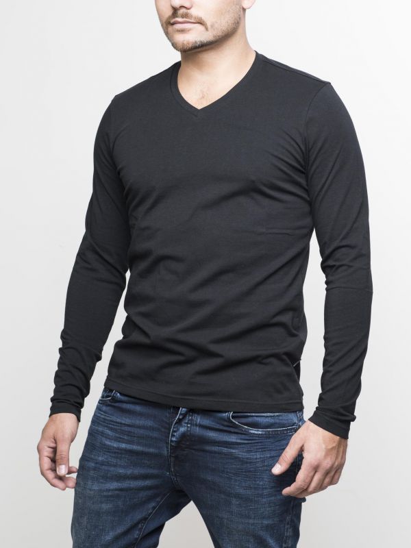 חולצת טי ארוכה עם הדפס על השרוול לגברים