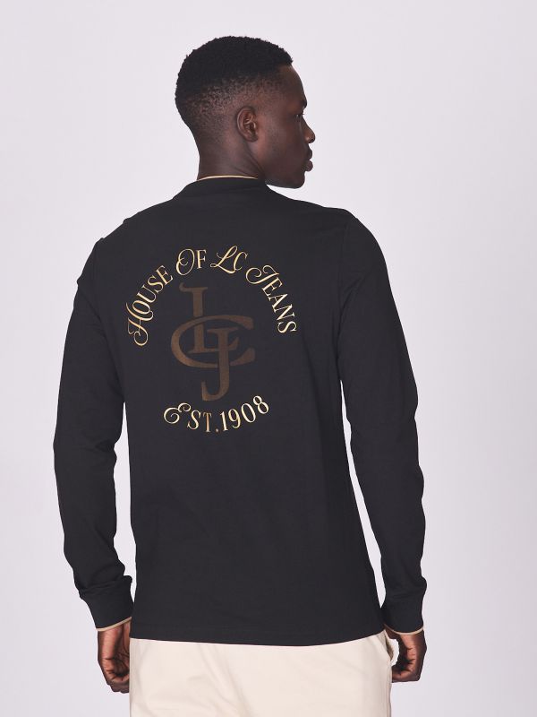 חולצת טי ארוכה עם הדפס אחורי לגברים