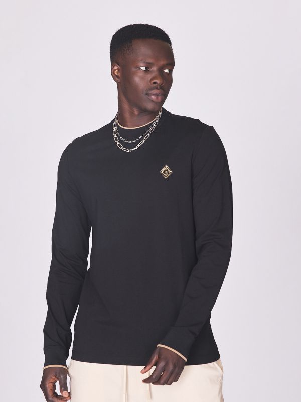 חולצת טי ארוכה עם הדפס אחורי לגברים