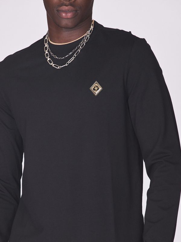 חולצת טי ארוכה עם הדפס אחורי לגברים