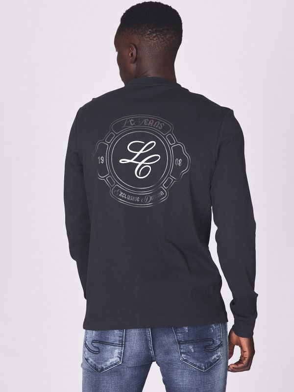 חולצת טי ארוכה עם הדפס אחורי לגברים