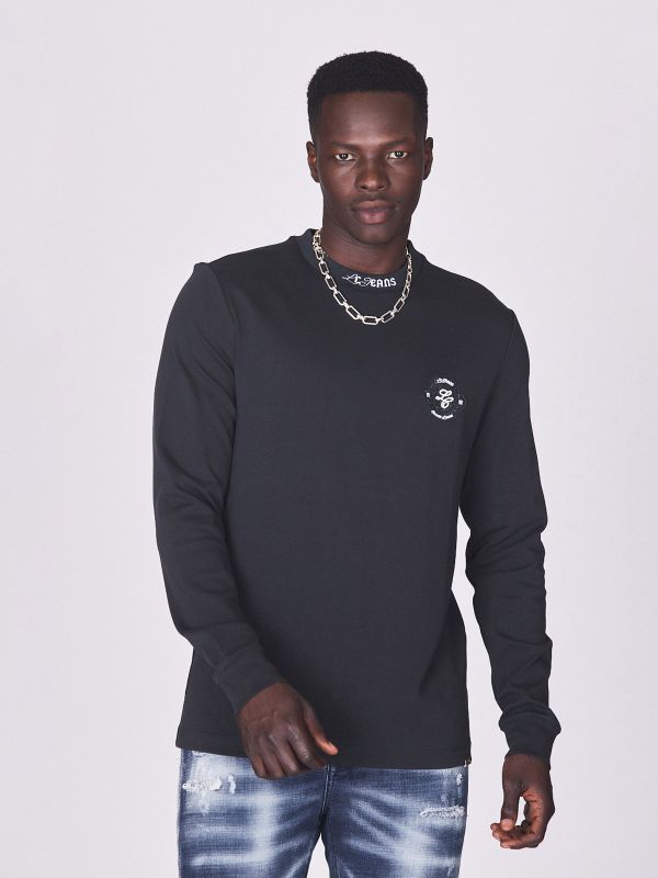 חולצת טי ארוכה עם הדפס אחורי לגברים