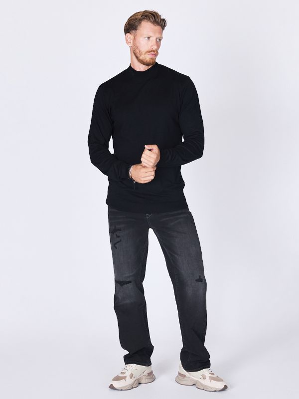 סריג יומיומי עם צווארון גבוה לגברים