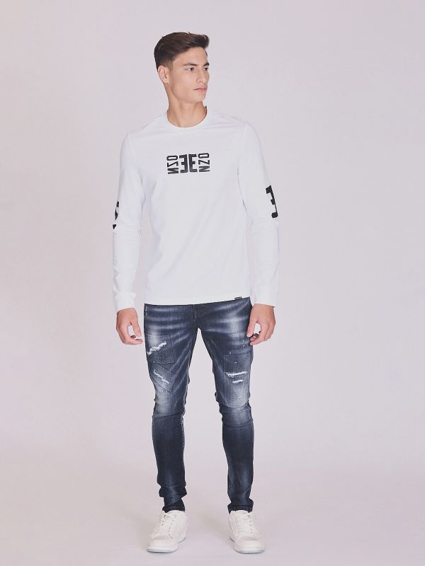 חולצת טי ארוכה עם הדפסים לגברים