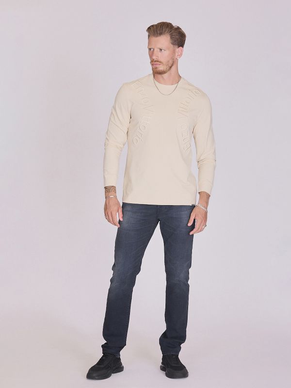 חולצת טי ארוכה עם טקסטורה לגברים