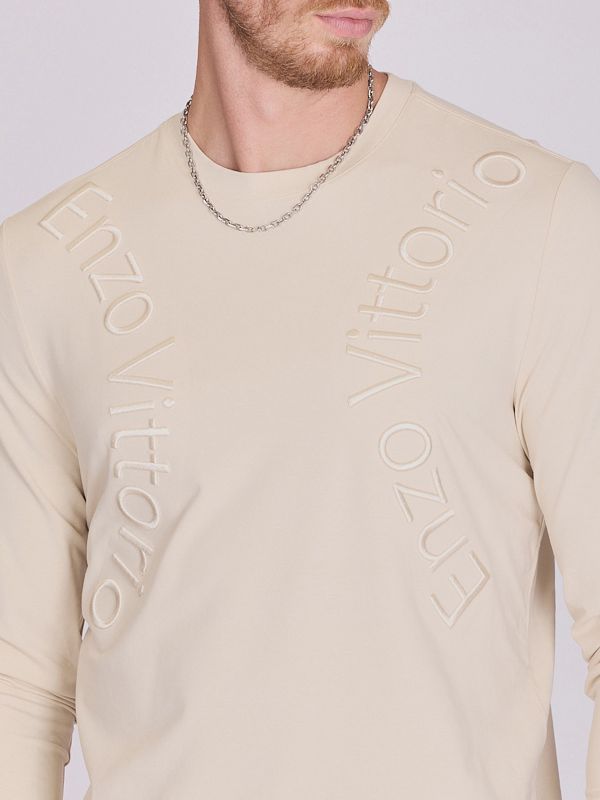 חולצת טי ארוכה עם טקסטורה לגברים