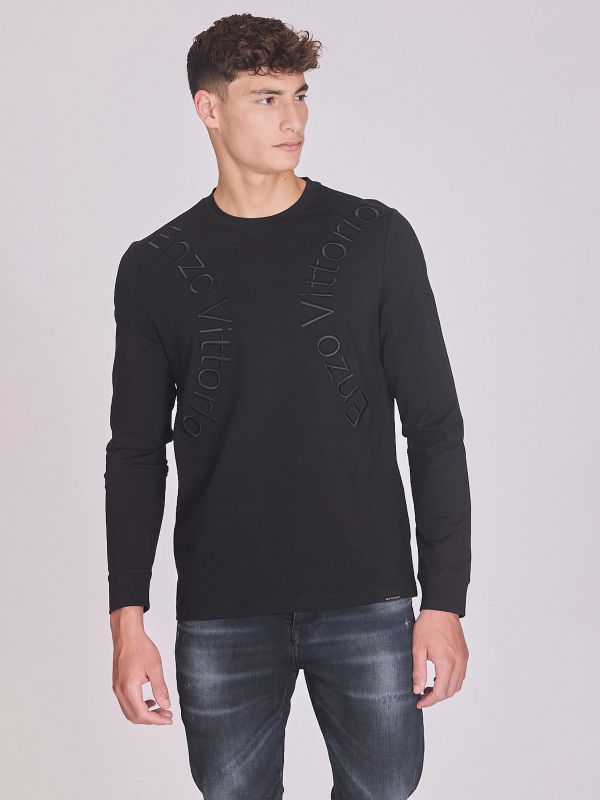 חולצת טי ארוכה עם טקסטורה לגברים