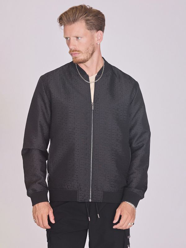 ג’קט בומבר עם גימורים מצולעים לגברים