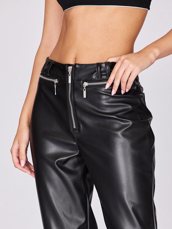 מכנסיים רחבים דמוי עור לנשים