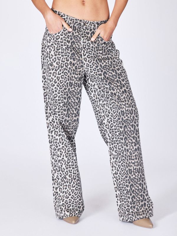 מכנסיים רחבים בהדפס זברה לנשים