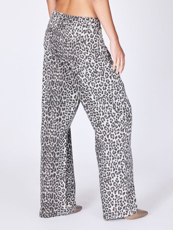 מכנסיים רחבים בהדפס זברה לנשים