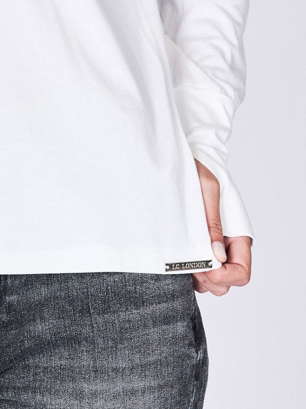 חולצת טי ארוכה עם צווארון וריץ’ רכיסה לנשים