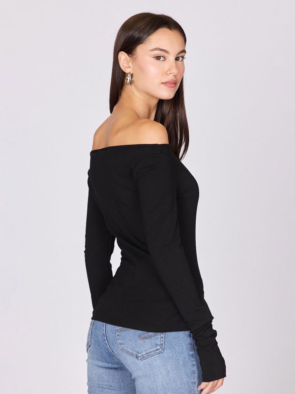 חולצת ריב עם מחשוף כתפיים חשופות לנשים