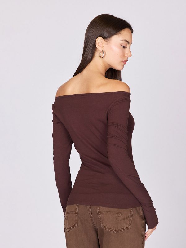 חולצת ריב עם מחשוף כתפיים חשופות לנשים