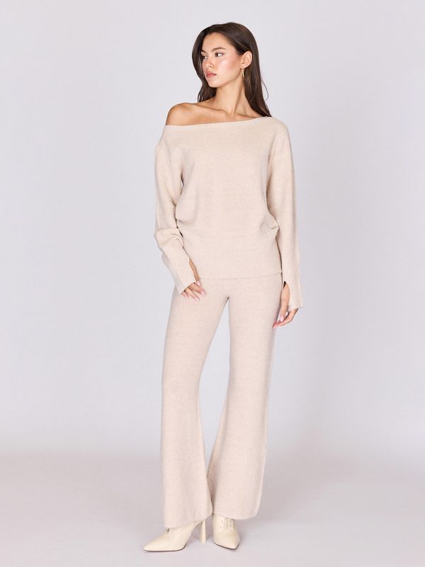 מכנסי סריג רחבים לנשים