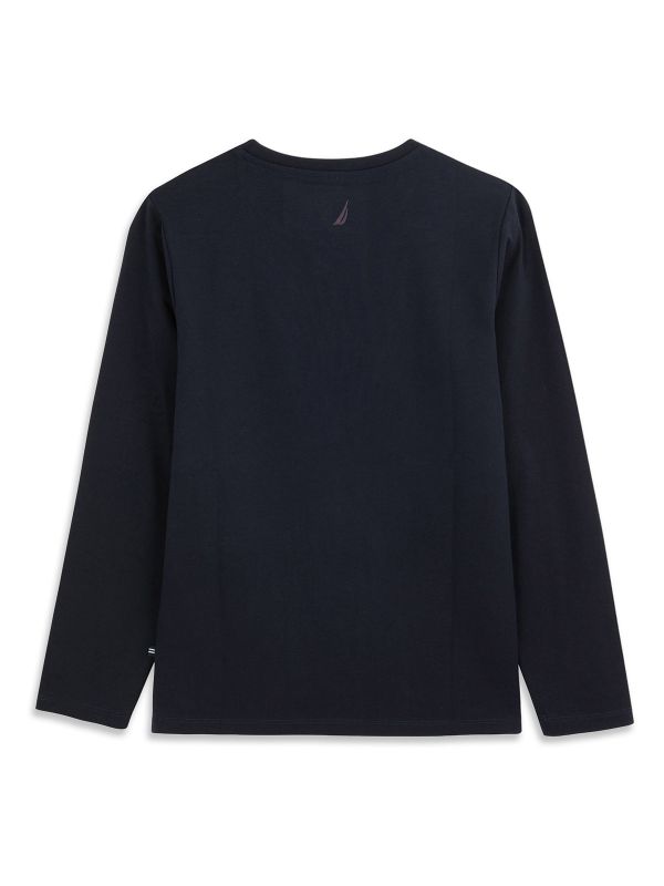 טי ארוך עם לוגו קדמי לבנים