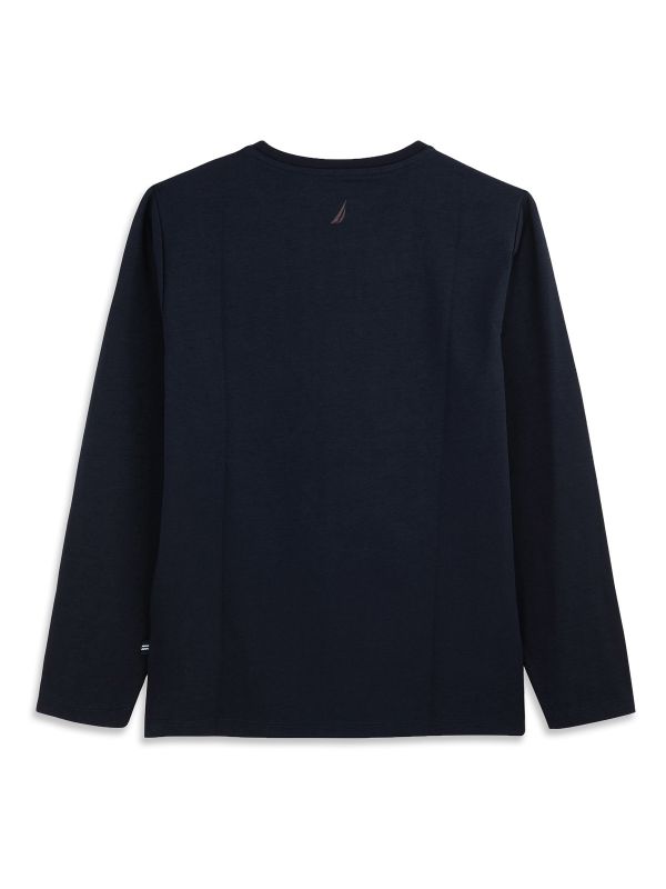 טי ארוך עם הדפס מותג לבנים