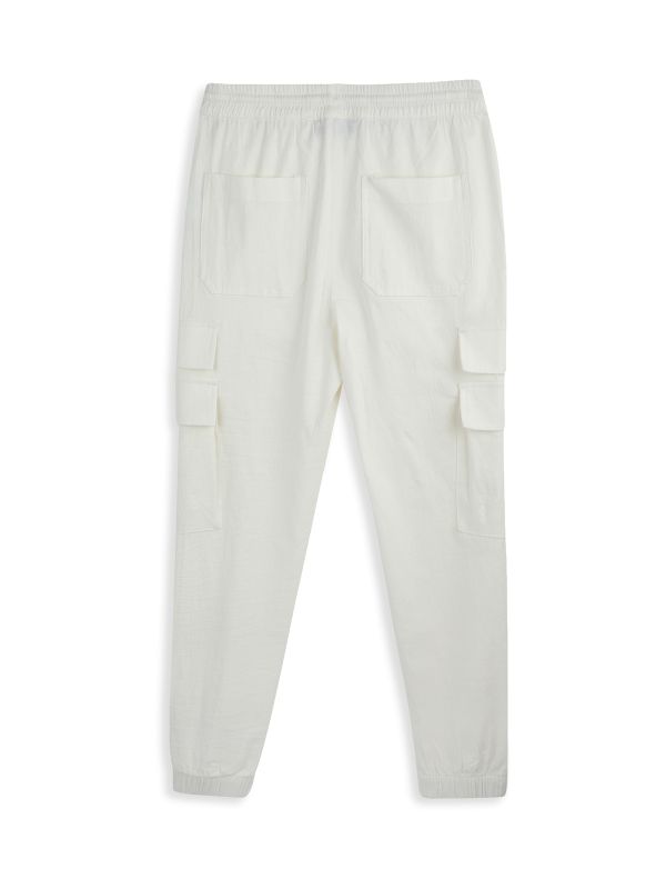 מכנס טרניניג חלק לבנים