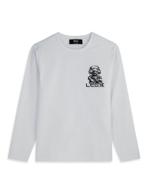 טי ארוך עם הדפס בנים