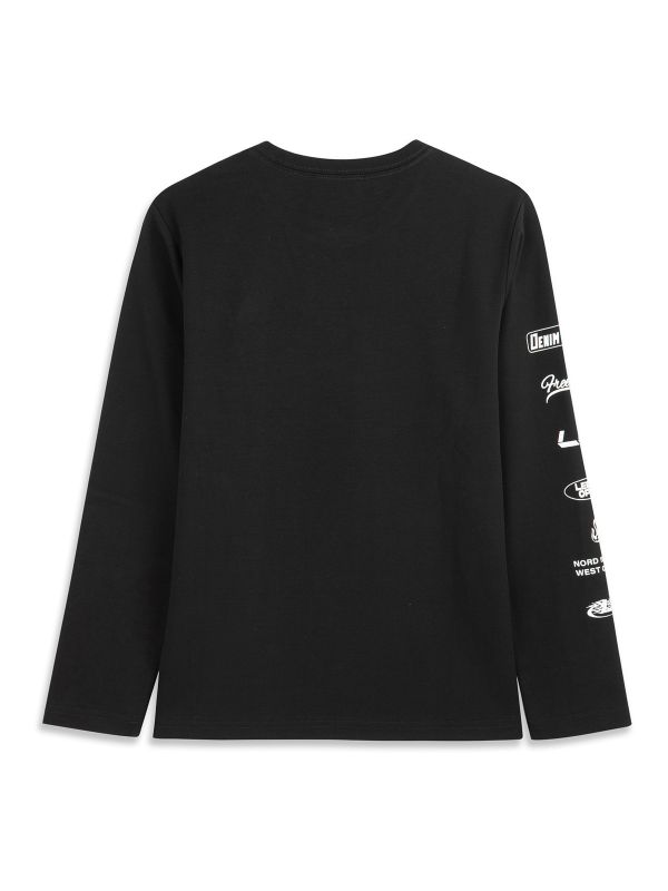 טי ארוך לוגו והדפס בשרוול בנים