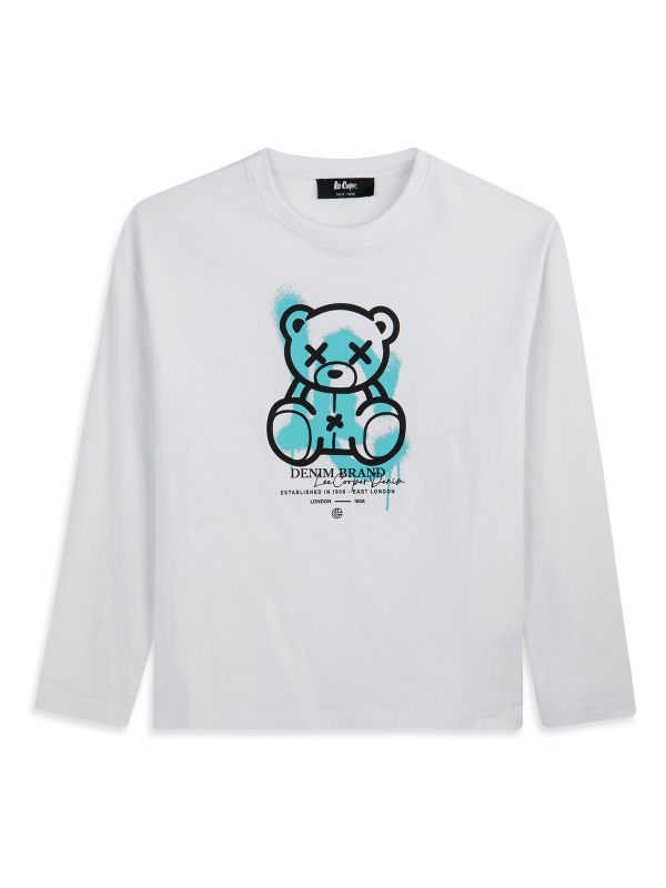 טי ארוך הדפס דמות בנים