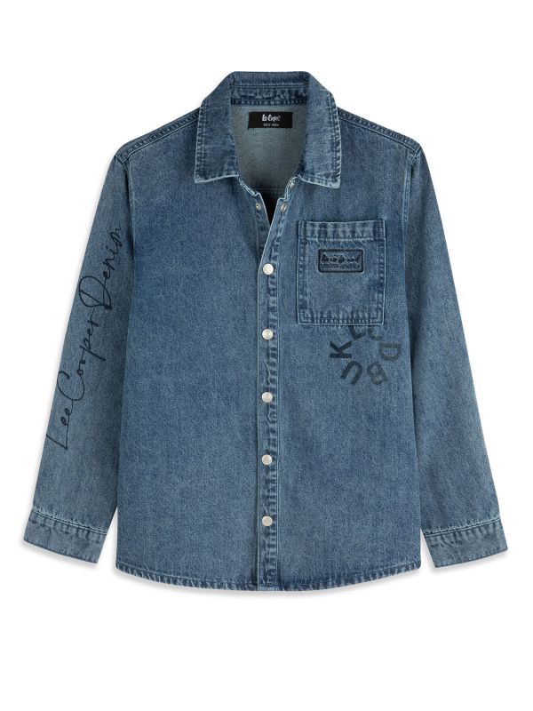 חולצת ג’ינס מכופתרת עם כיסים בנים