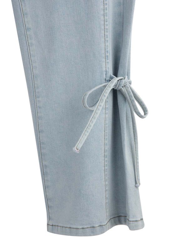 ג’ינס עם קשירה בצד לבנות