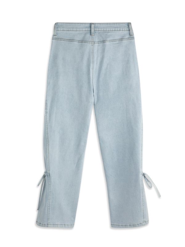 ג’ינס עם קשירה בצד לבנות