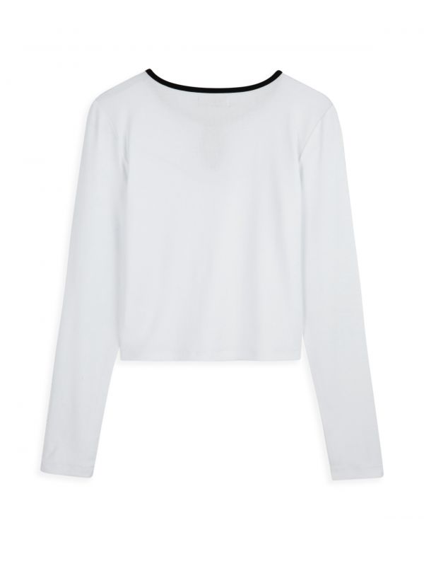 טי ארוך עם צווארון בנות