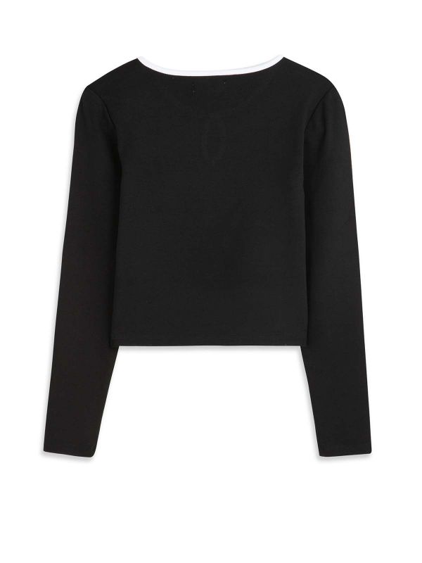 טי ארוך עם צווארון בנות