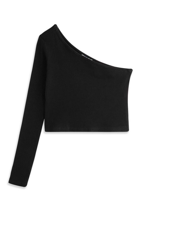 טי ארוך קרופ א-סימטרית בנות