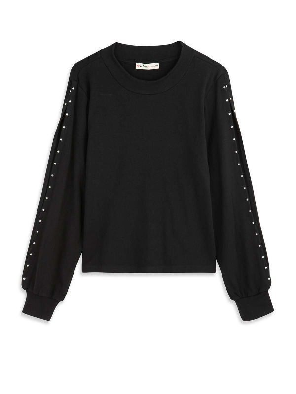 חולצת בסיס ארוכה עם שרוולים פתוחים בנות