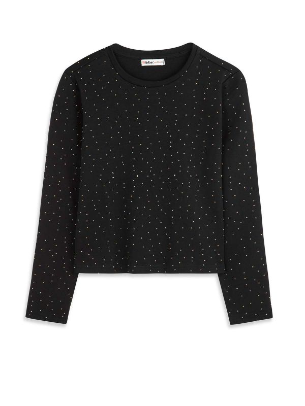 חולצת משי הדפס נקודות בנות