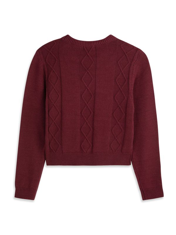 קרדיגן קרופ סרוג פרחוני בנות