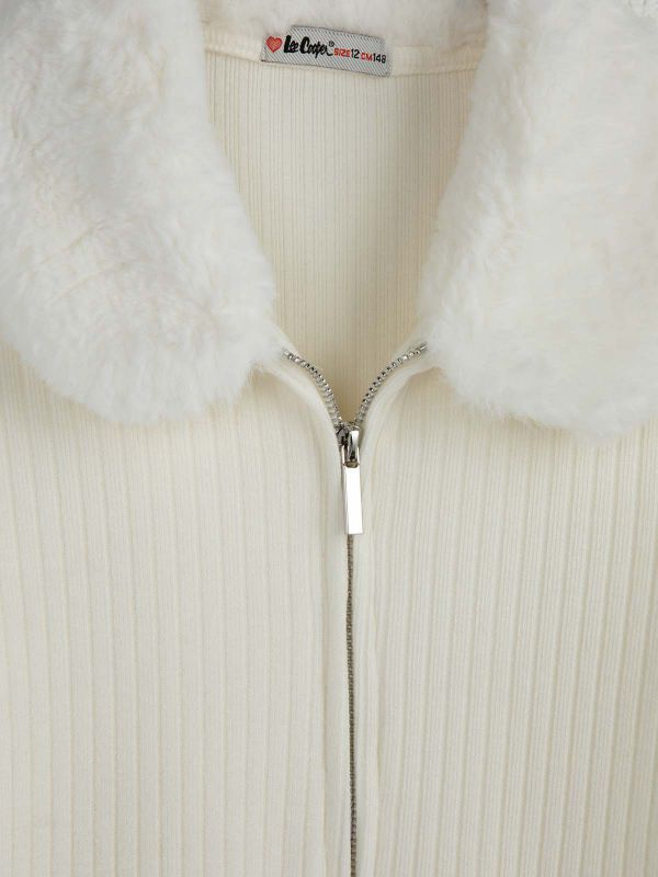 ג’קט קרופ סרוג עם כפתורים בנות